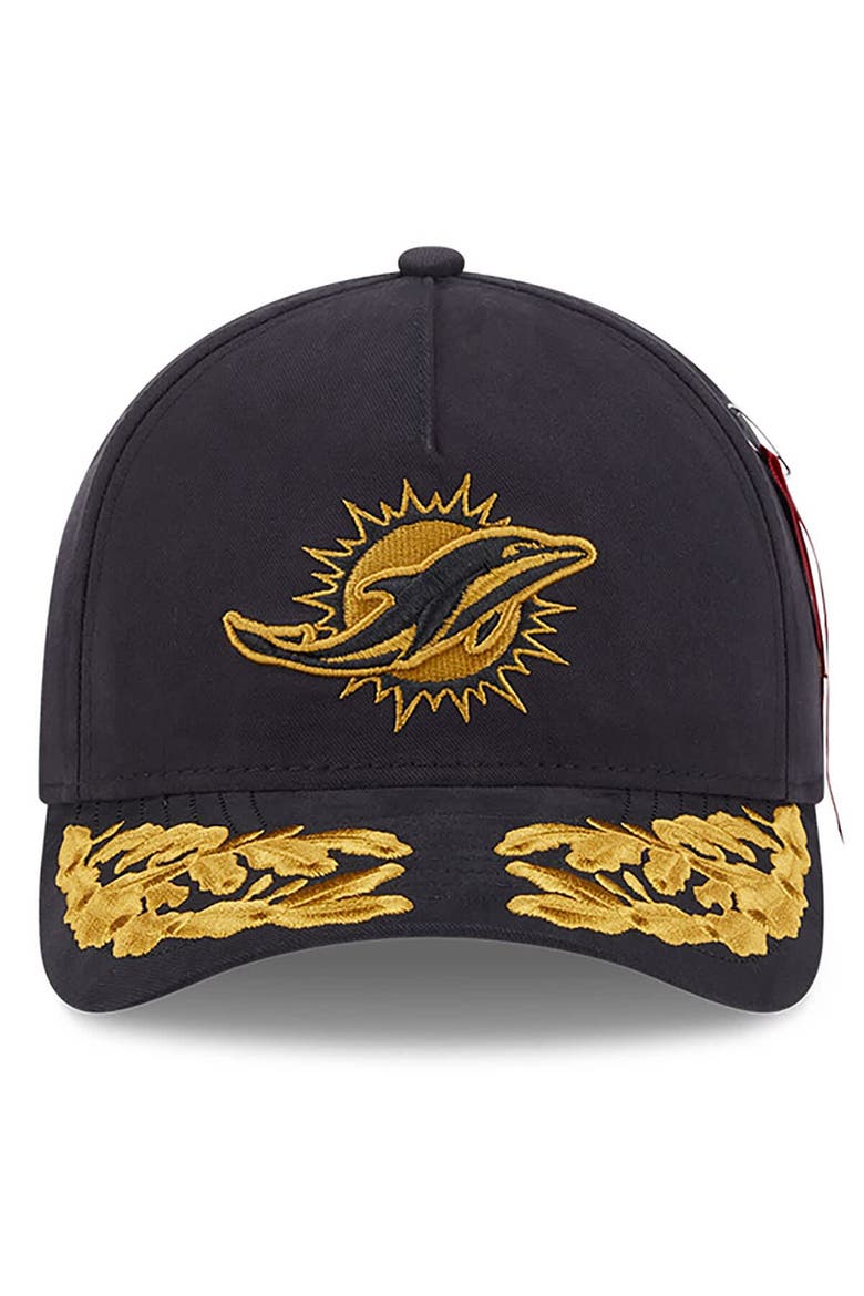Men's New Era x Alpha Industries  Black Miami Dolphins A-Frame 9FORTY Adjustable Hat, Alternate, color, Black