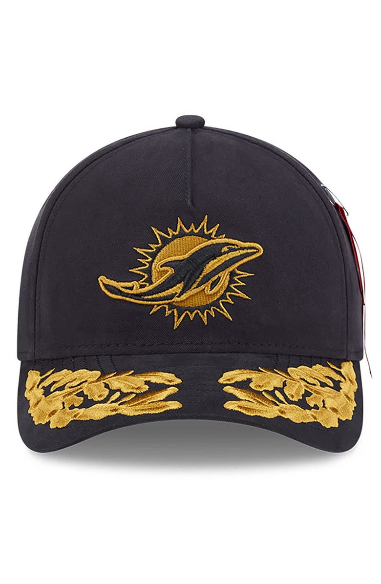 New Era x Alpha Industries Men's New Era x Alpha Industries  Black Miami Dolphins A-Frame 9FORTY Adjustable Hat, Alternate, color, Black