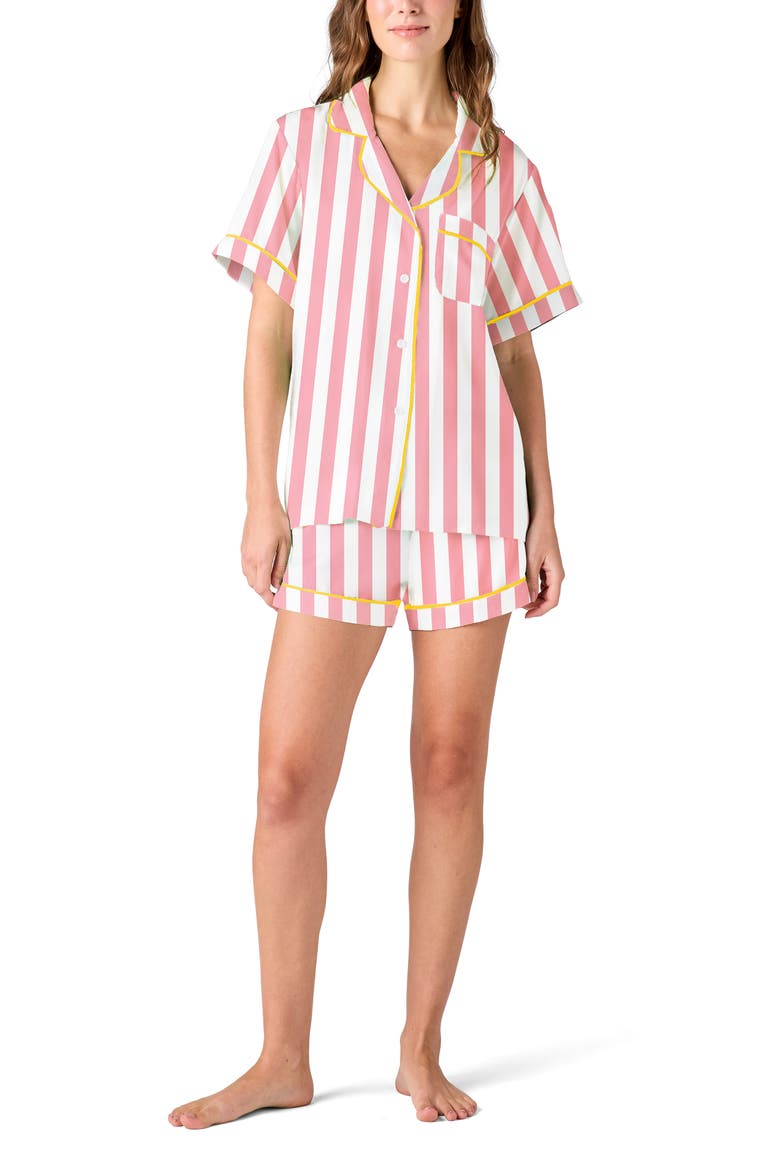 Retro Stripe Shorts Set, Main, color, Pink