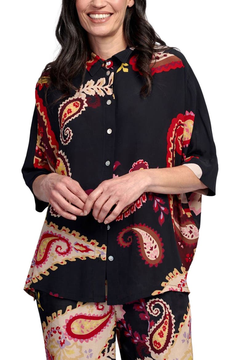 Fiesta mixed print  button-up shirt, Alternate, color, Polka Dots/ Fiesta Print