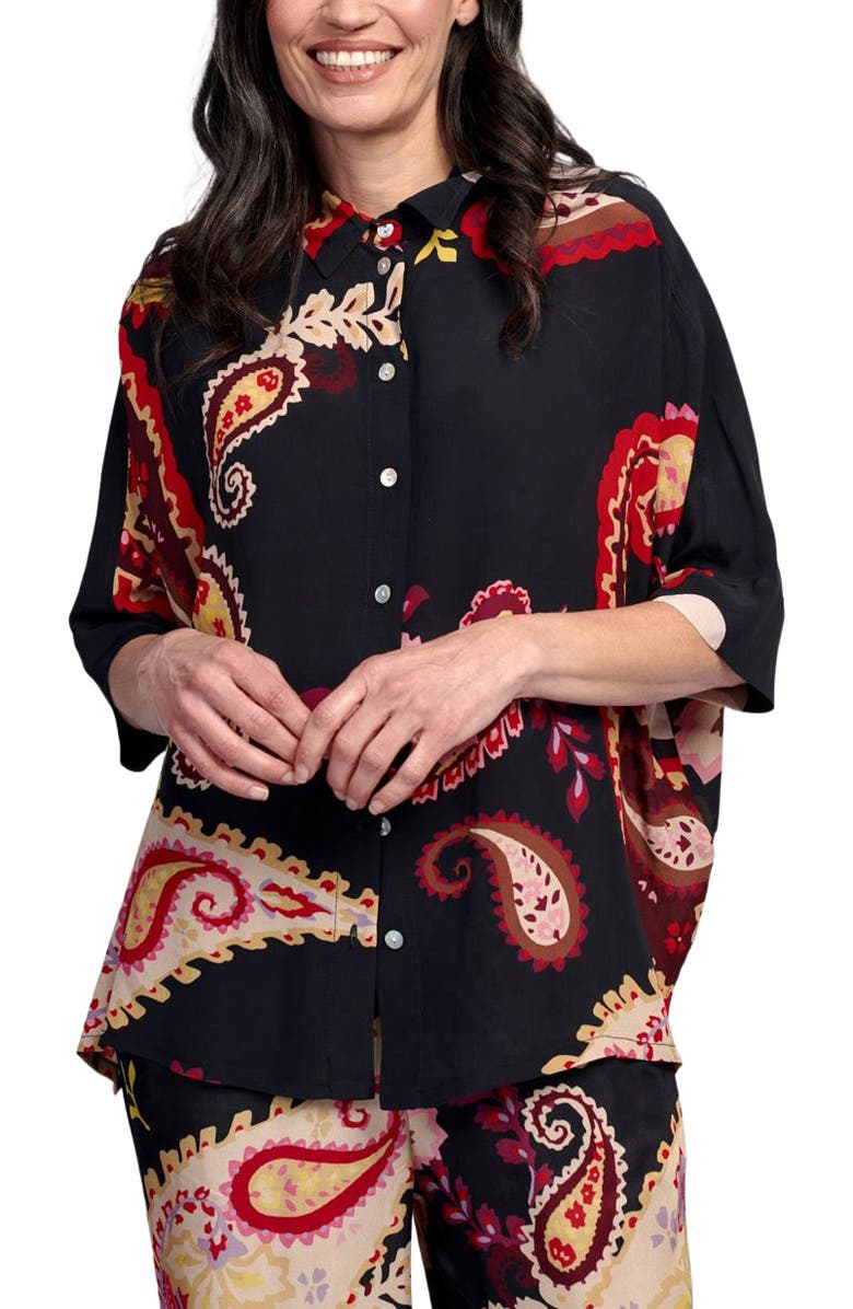 Alembika Fiesta mixed print button-up shirt, Alternate, color,