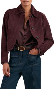Reiss Sonny Crop Faux Suede Jacket