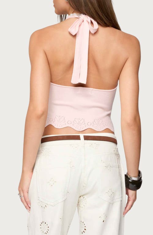 Edikted Jazmyn Scalloped Halter Top In Pink