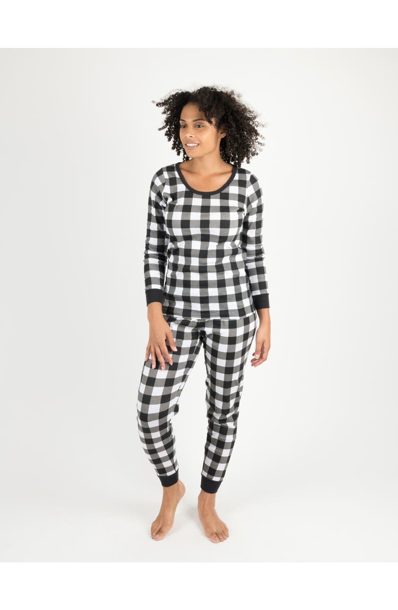 Leveret Women's Cotton Plaid Matching Family Holiday Pajamas, Main, color, Plaid Black & White