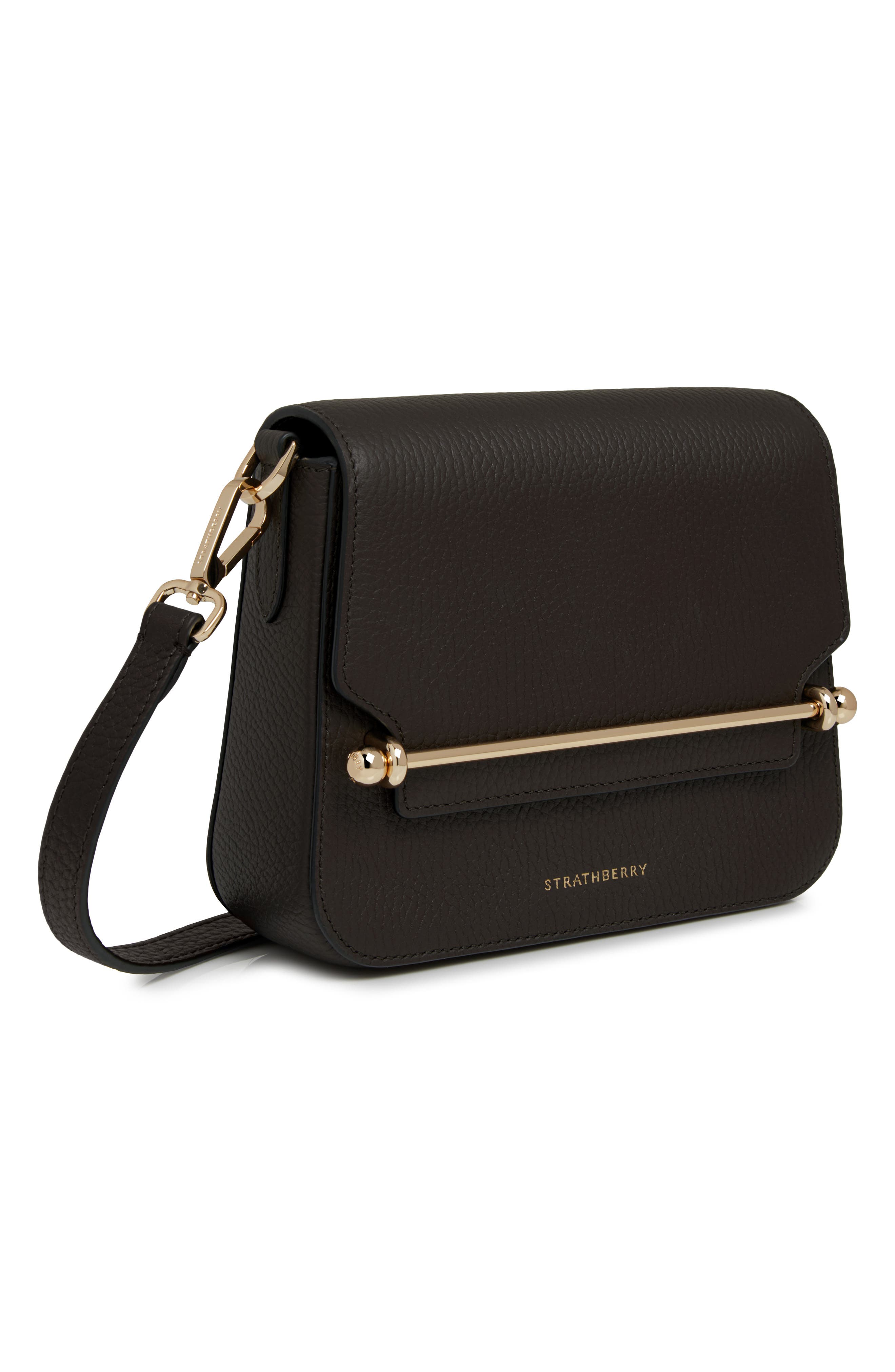 Strathberry Mini Ace Leather Crossbody Bag, Alternate, color, Espresso