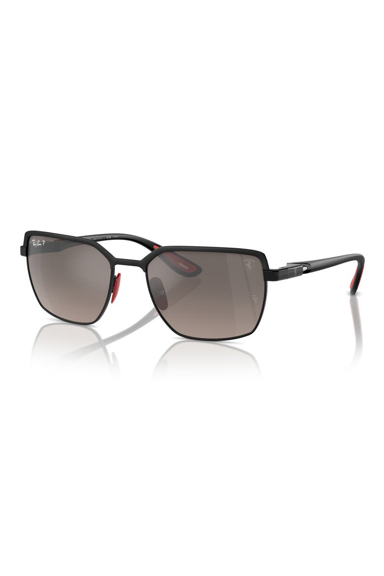 58mm Gradient Polarized Square Sunglasses, Alternate, color, BLACK/ GREY GRADIENT