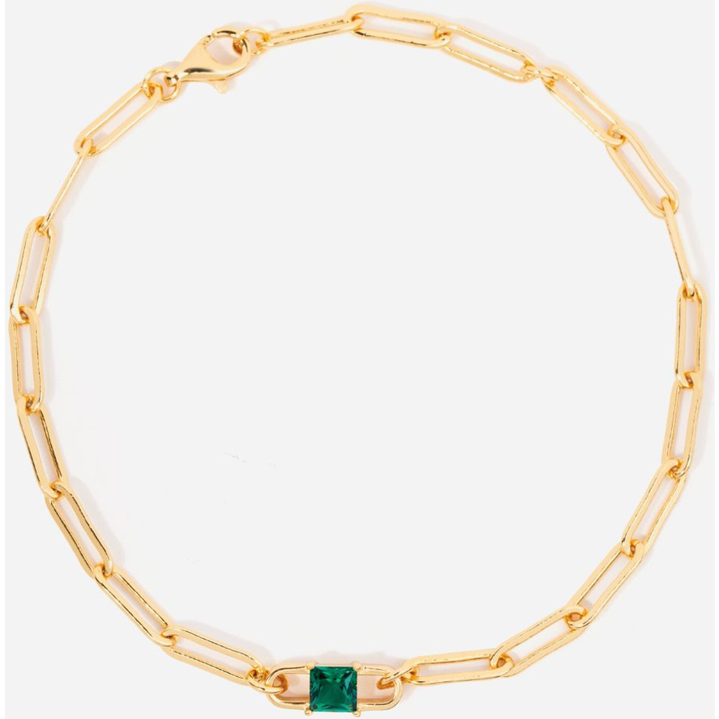 Little Sky Stone Birthstone Paperclip Chain Bracelet In Gold