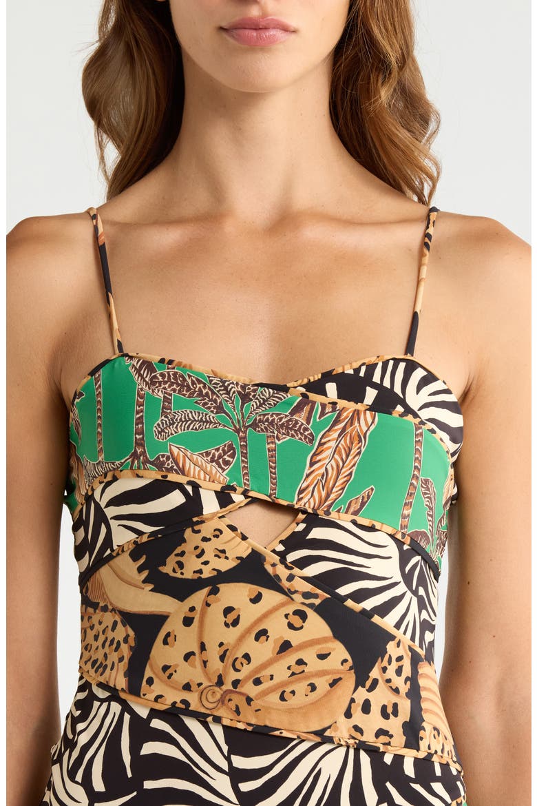 Mixed Print Minidress, Alternate, color, BLACK MULTI