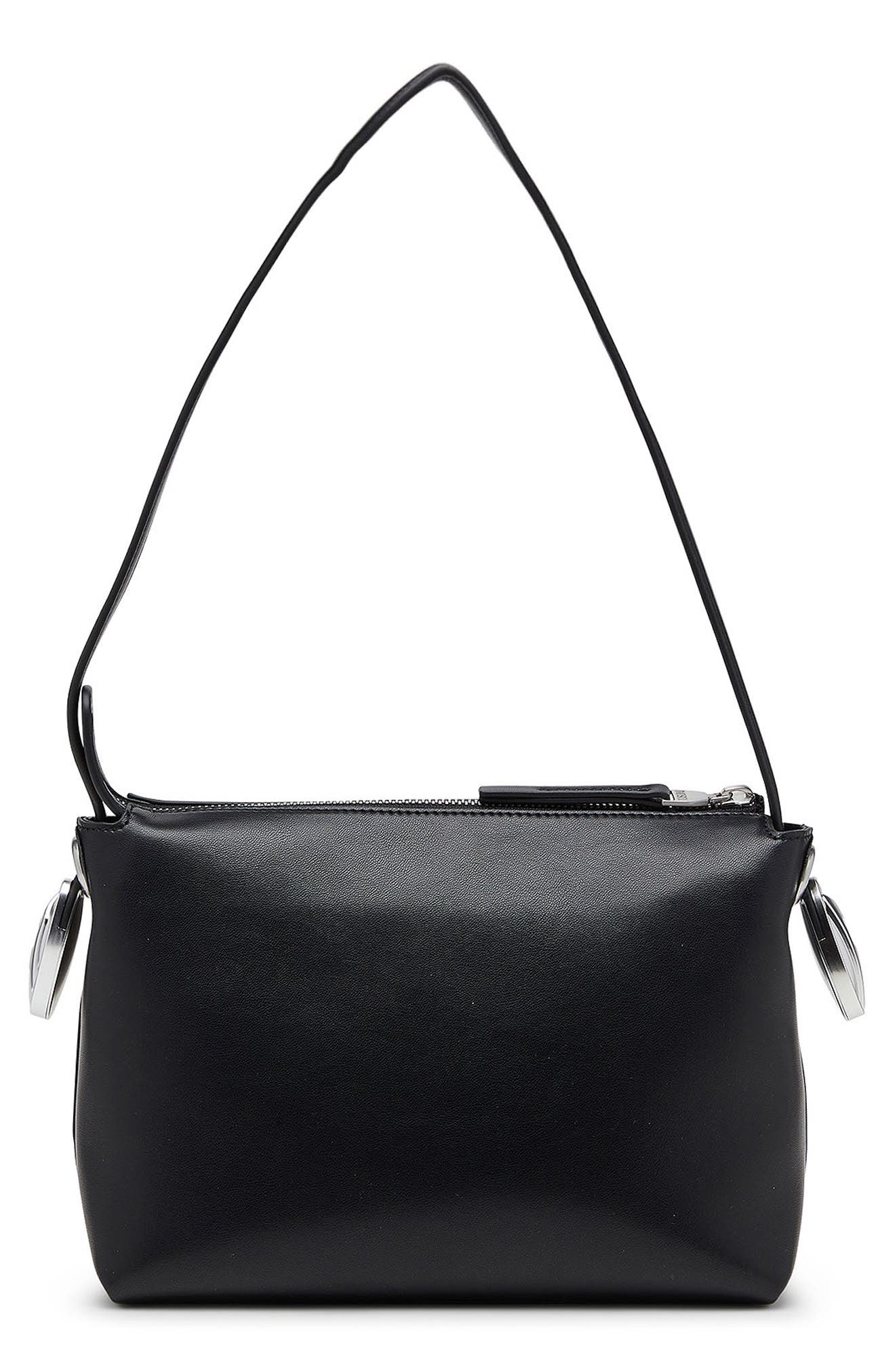 D-Rop Leather Shoulder Bag, Alternate, color, BLACK