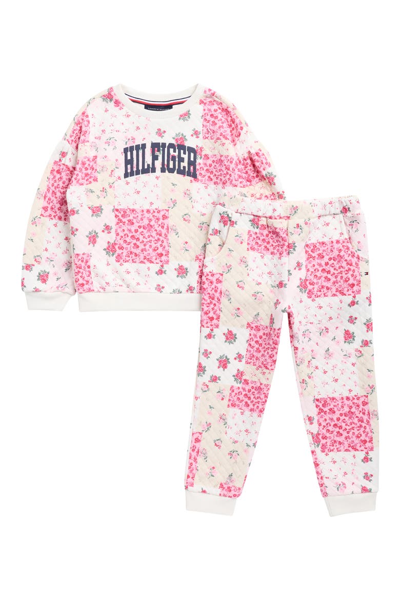 Kids' 2-Piece Quilted Sweatshirt & Pants Set, Main, color, IVORY PINK