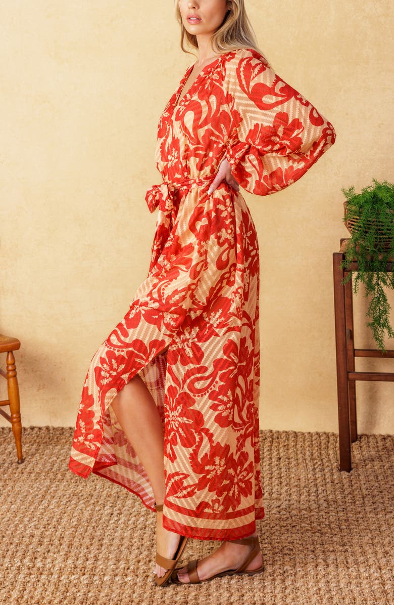 FLYING TOMATO Long Sleeve Textured Midi Dress, Alternate, color,