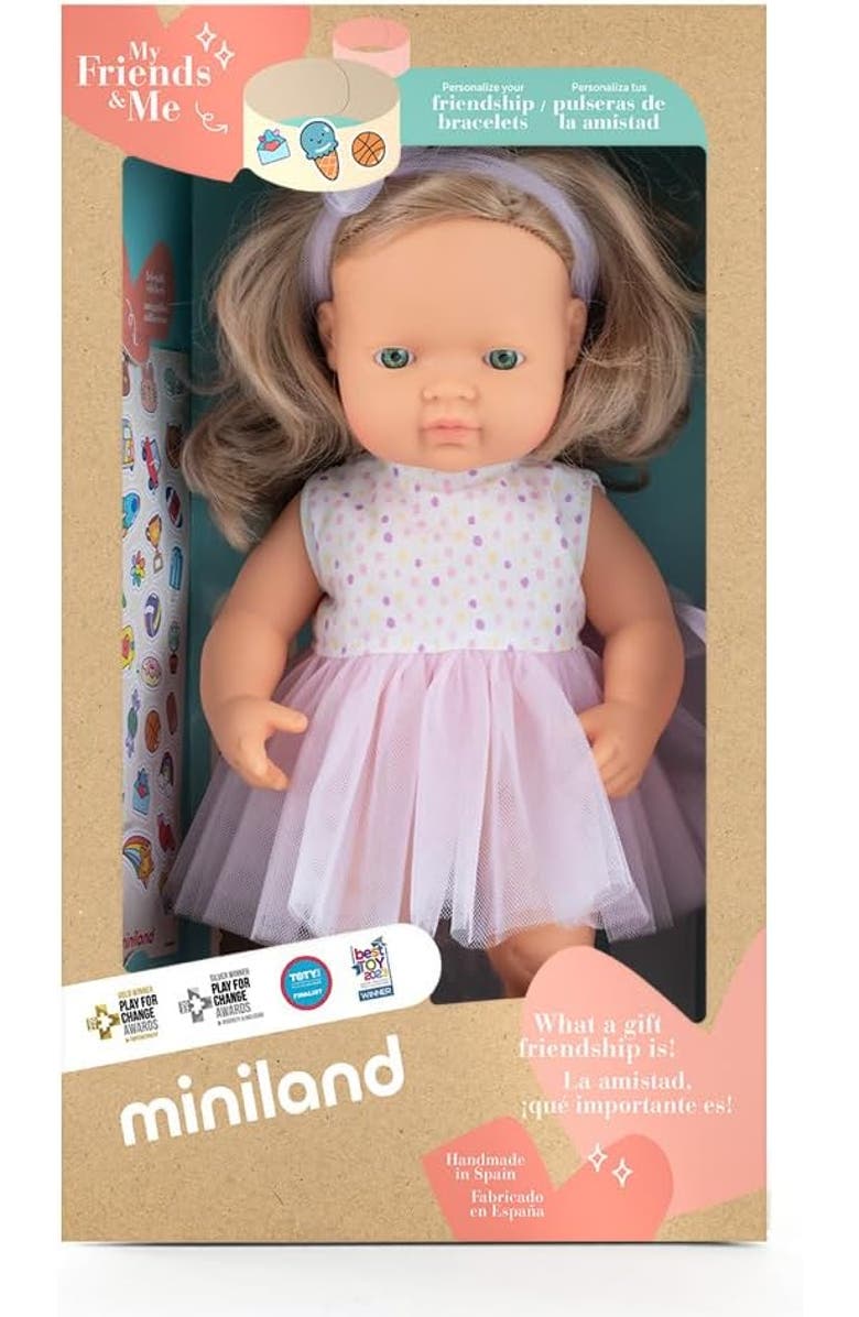 Miniland My Friends and Me Collection Baby Girl Doll with Dark Blonde Hair - 15", Alternate, color, Beige