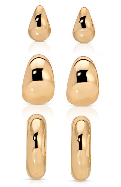 Ettika Set Of 3 Domed Hoop Earrings In Gold