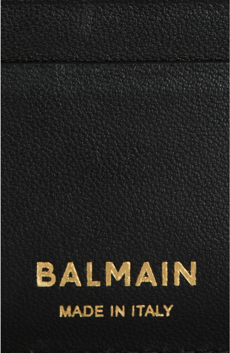 Balmain Anthem Calfskin Leather Card Holder, Alternate, color, Black