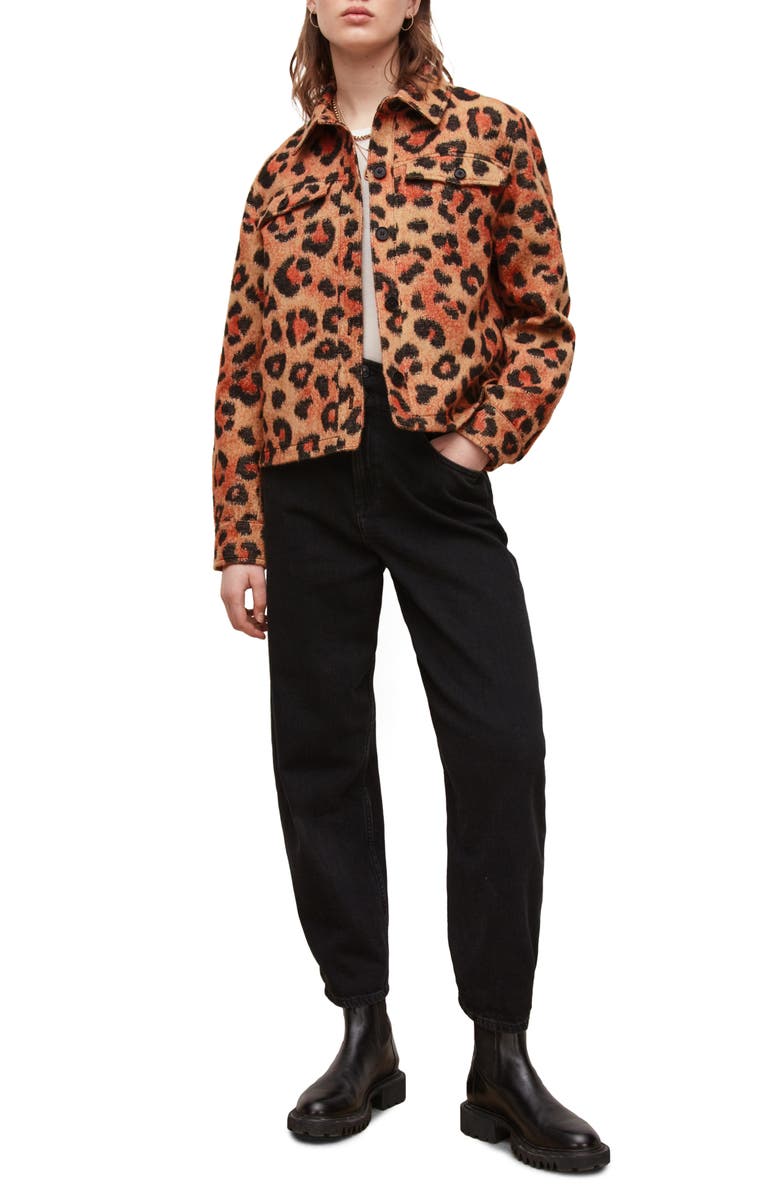 AllSaints Honor Leopard Print Jacket, Alternate, color,