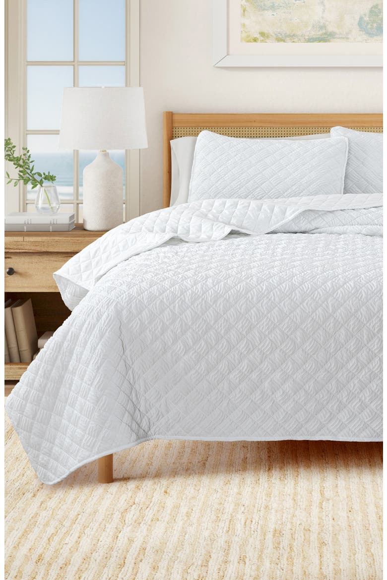 Diamond Embossed Quilt Set, Alternate, color, WHITE