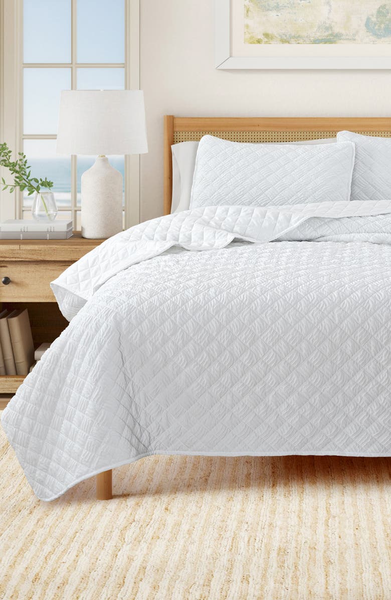 Woven & Weft Diamond Embossed Quilt Set, Alternate, color, White