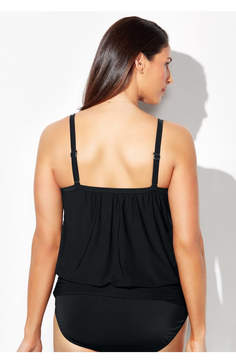 Swimsuits for All Lightweight Scoop Neck Blouson Tankini Top, Alternate, color, Black
