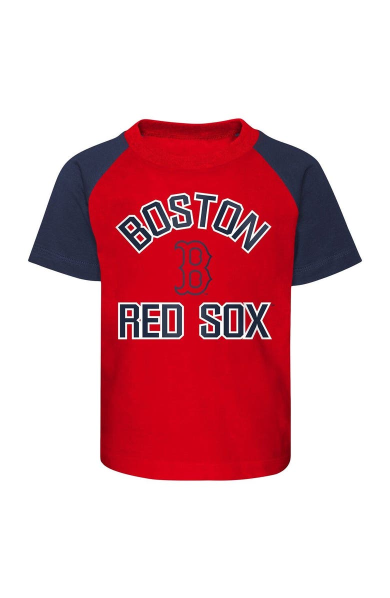 Outerstuff Preschool Boston Red Sox Red/Heather Gray Groundout Baller Raglan T-Shirt & Shorts Set, Alternate, color, 