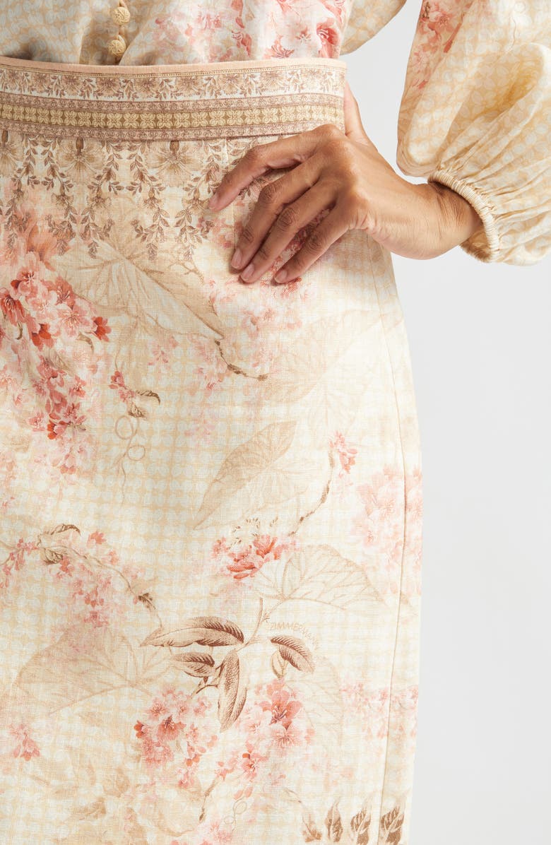 Zimmermann Tropical Floral Linen Pencil Skirt, Alternate, color, 