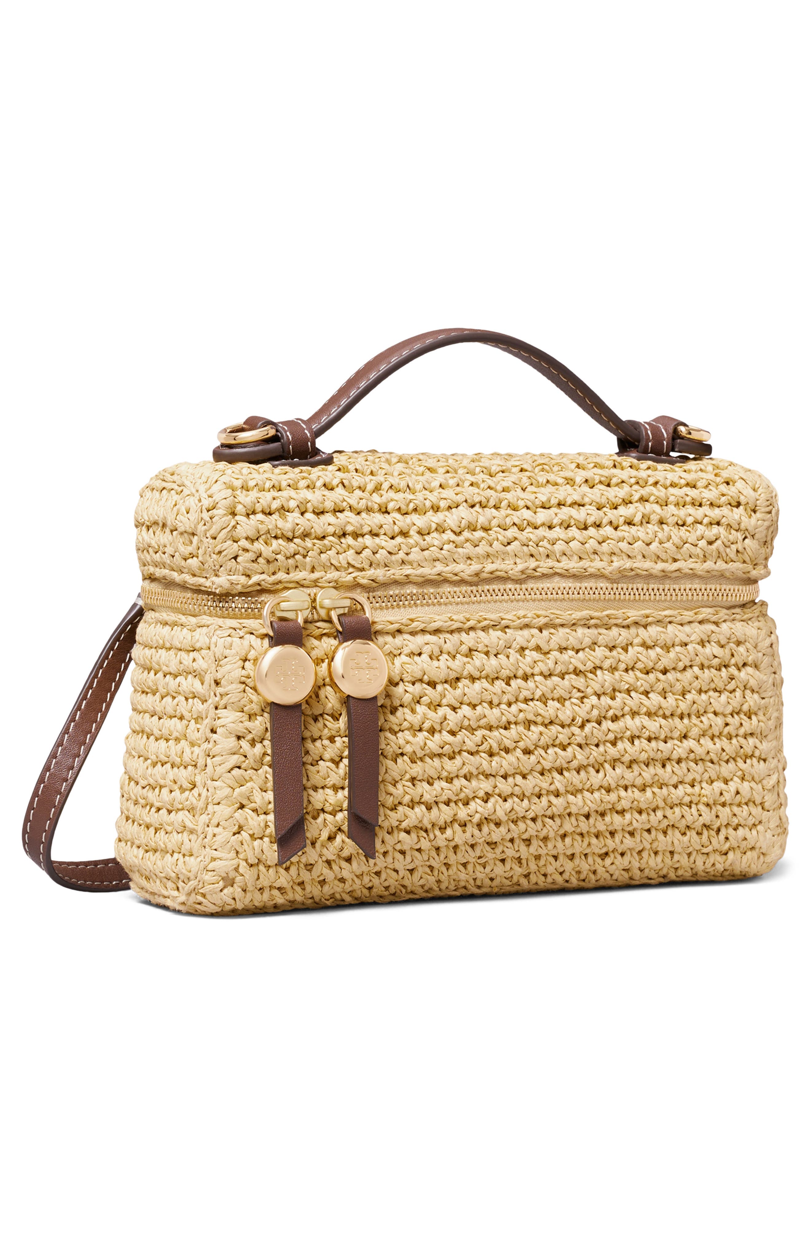 Tory Burch Romy Straw Top Handle Bag, Alternate, color, Natural