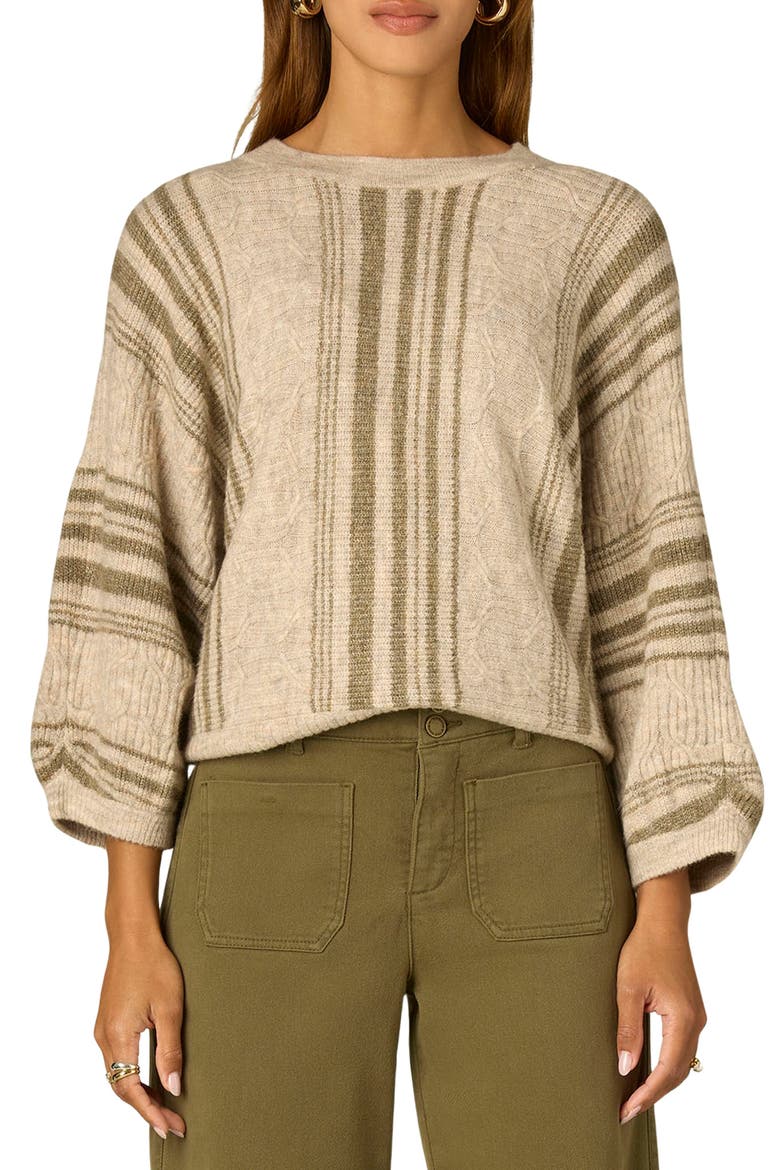 Stripe Dolman Sleeve Sweater, Main, color, OATMEAL/OYSTER MUSHROOM