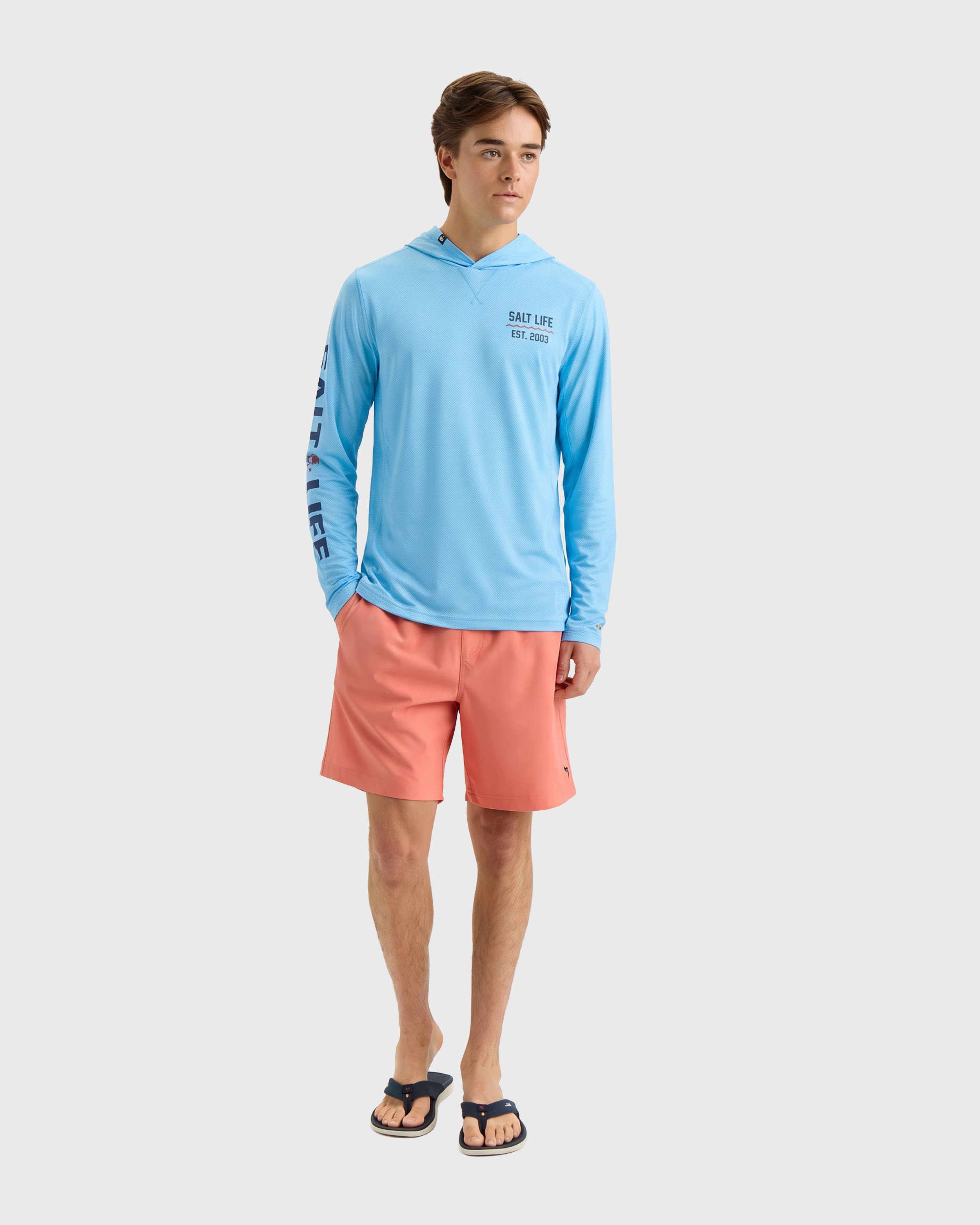 Salt Life Navigator Badge Long Sleeve Perforated Hoodie (Men) | Nordstrom