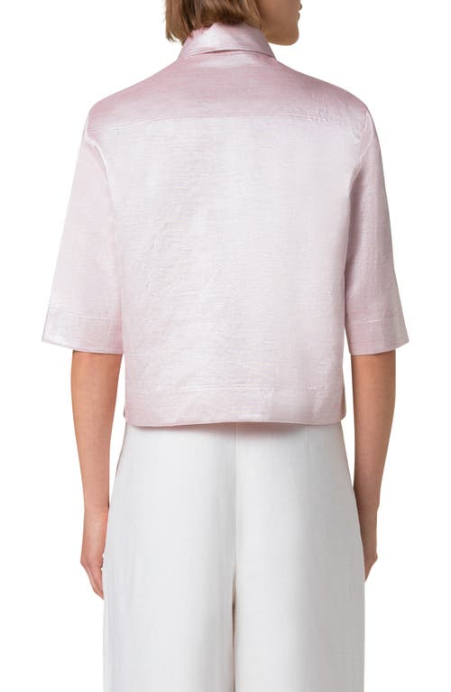 Akris Punto Boxy Short Sleeve Button-down Shirt In Pale Pink