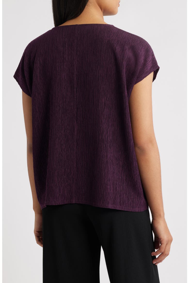 Crinkled V-Neck Boxy Top, Alternate, color, BLACKBERRY