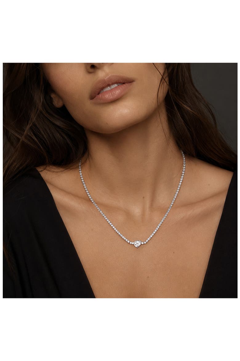 Pear Shaped Lab Created White Sapphire Tennis Necklace, Alternate, color, WHITE