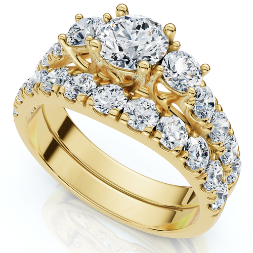 Bliss Diamond 1 3/4ct 3-stone Diamond Engagement Wedding Ring Set 14k Gold Or Pt Lab Grown In Gold