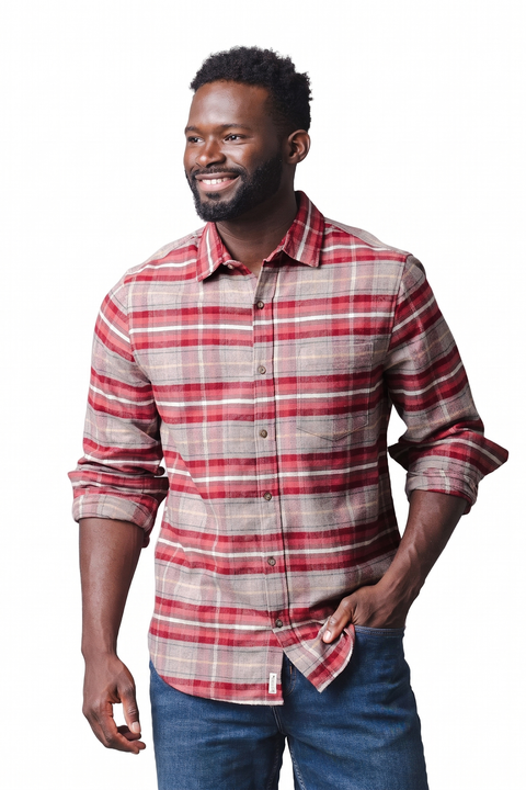 Men's Organic Long Sleeve Flannel Button Down Shirt