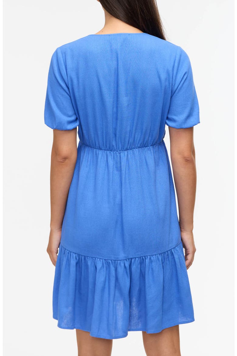 Tiered Linen Blend Dress, Alternate, color, AZURE