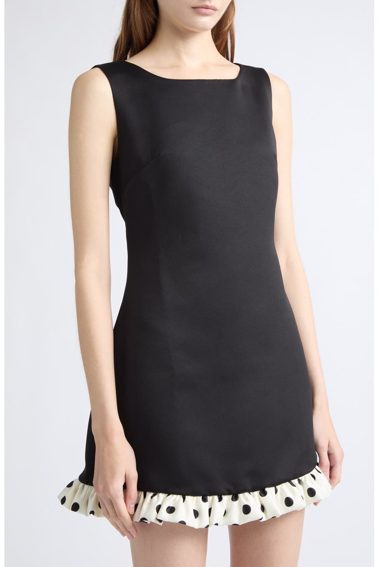 Pippin Polkadot Ruffle Minidress, Alternate, color, BLACK