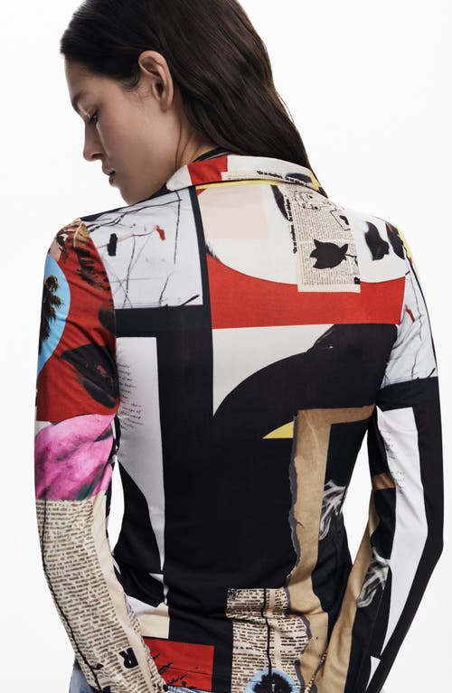 Desigual Collage Print Shirt In Black