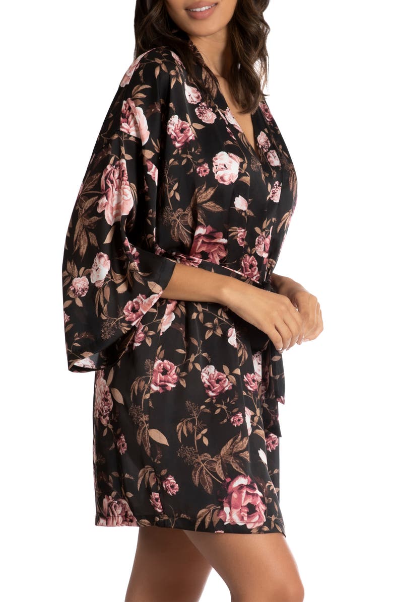 Midnight Bakery Floral Satin Robe, Alternate, color, 