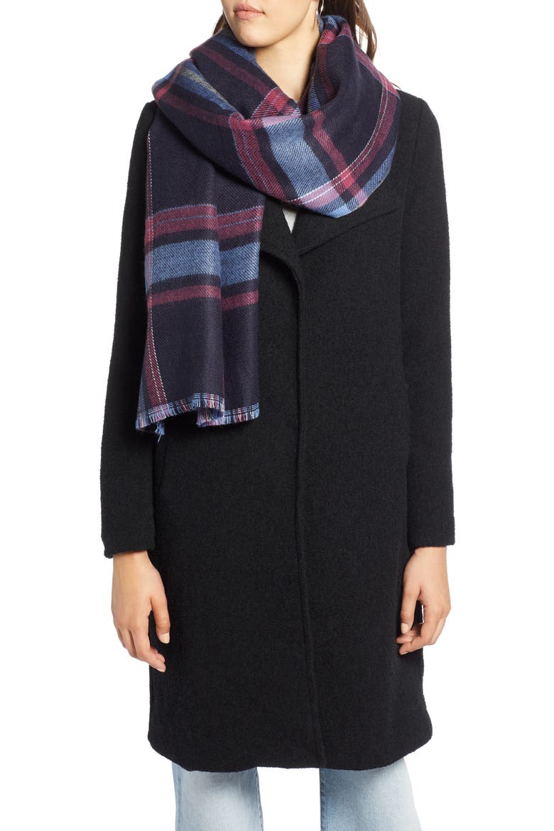 x Atlantic-Pacific Plaid Double Sided Blanket Wrap, Alternate, color, NAVY COMBO