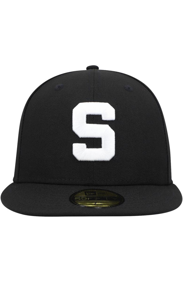 New Era Men's New Era Michigan State Spartans Black & White 59FIFTY Fitted Hat, Alternate, color,