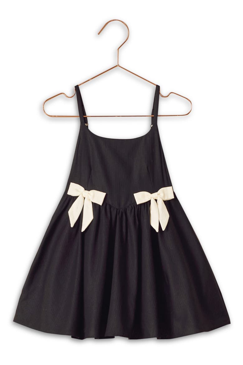 Kids' Betsy Bow Cotton Dress, Main, color, BLACK