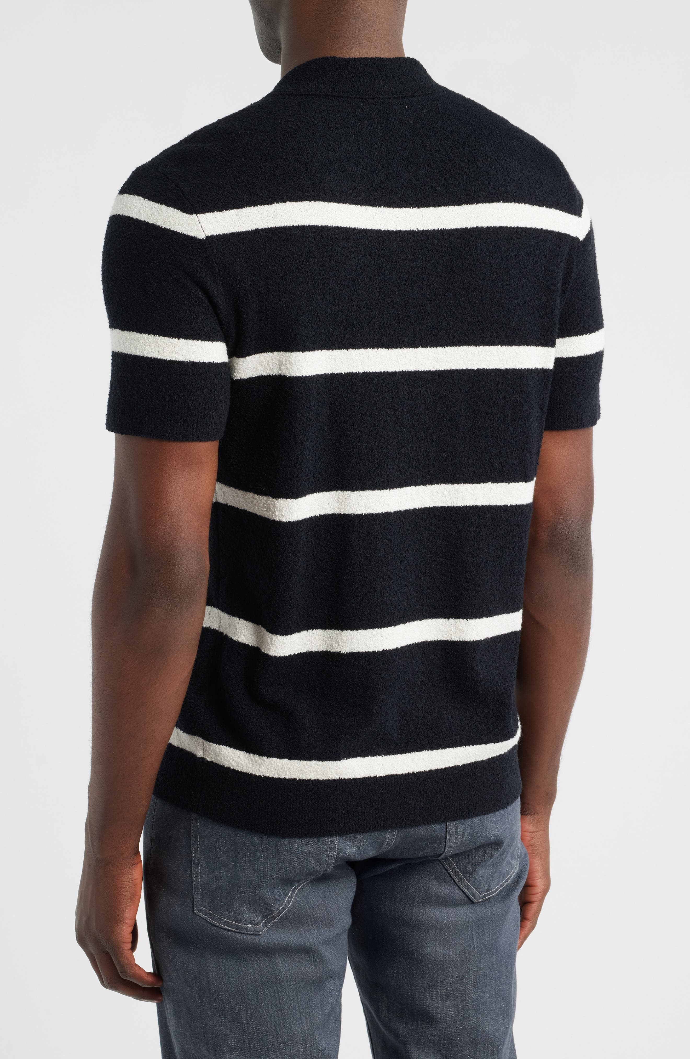 Johnny Collar Short Sleeve Boucle Sweater Polo - image 2