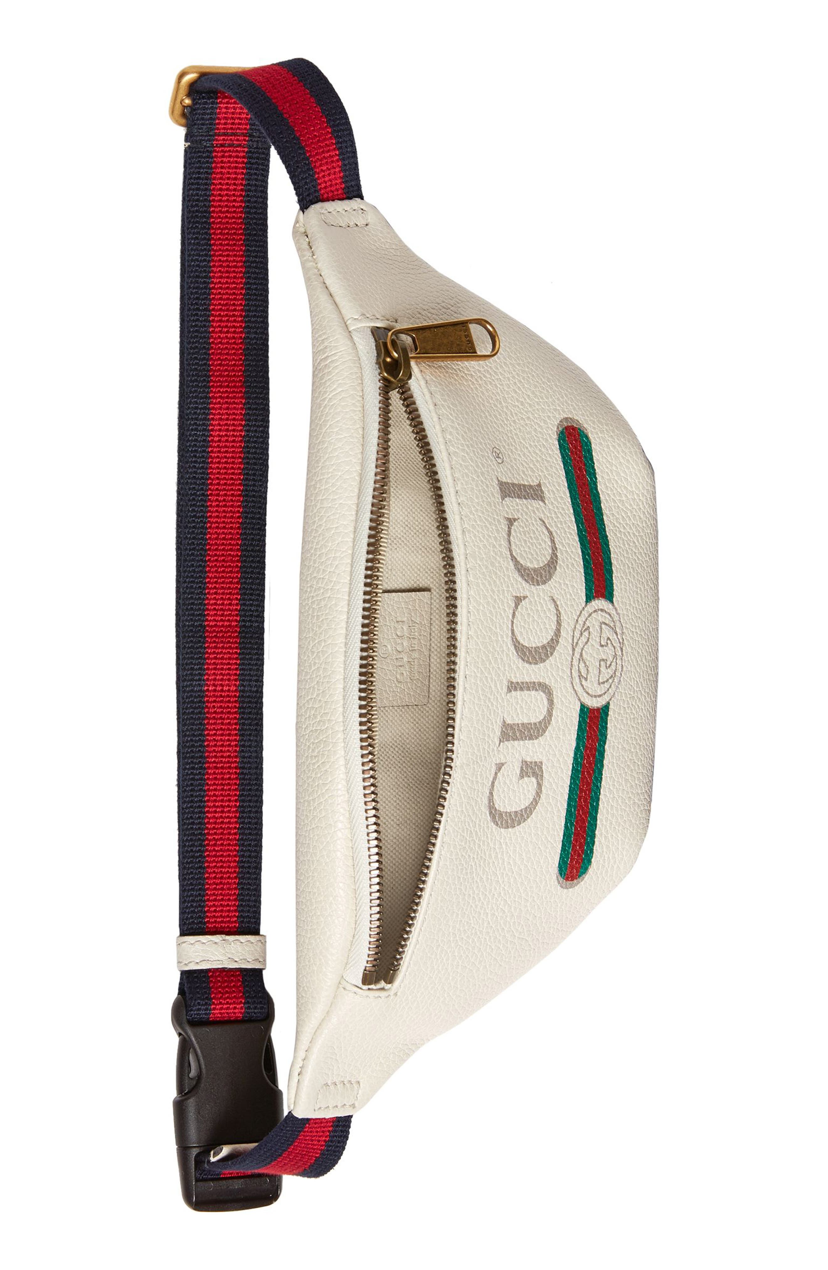 Leather Belt Bag, Alternate, color, MYSTIC WHITE/ VERT RED