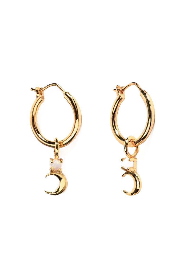 Crescent Moon Opal Earrings, Main, color, Gold / White