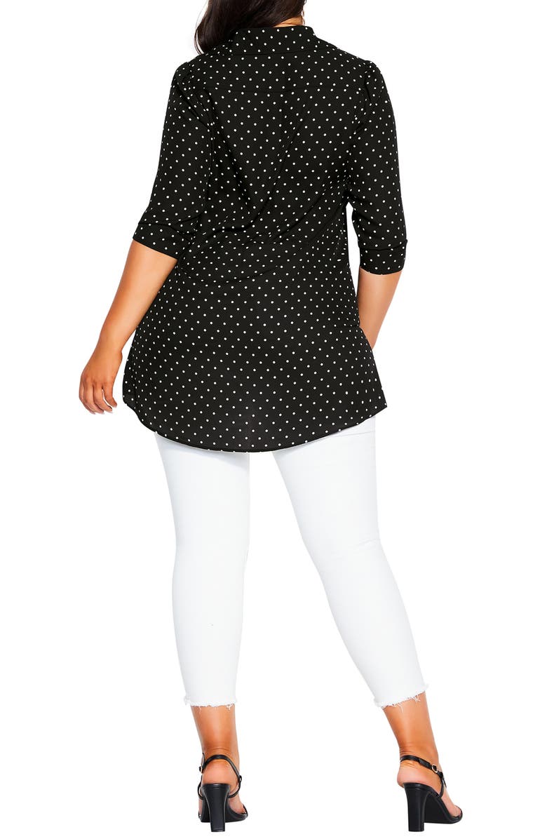City Chic Dainty Spot Button-Up Shirt, Alternate, color, 