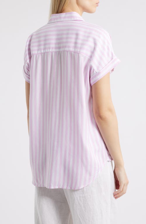 BEACHLUNCHLOUNGE BEACHLUNCHLOUNGE KENZIE STRIPE SHORT SLEEVE BUTTON-UP SHIRT 