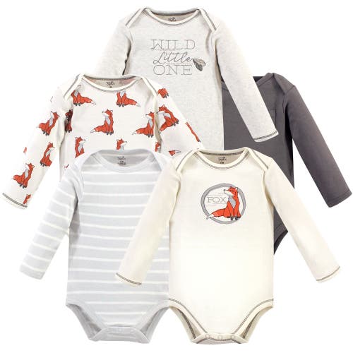 Touched By Nature 5pk Long Sleeve Organic Bodysuits In White
