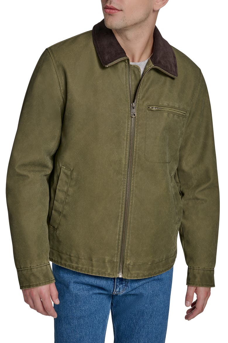 Zip Front Barn Jacket, Main, color, LIGHT OLIVE