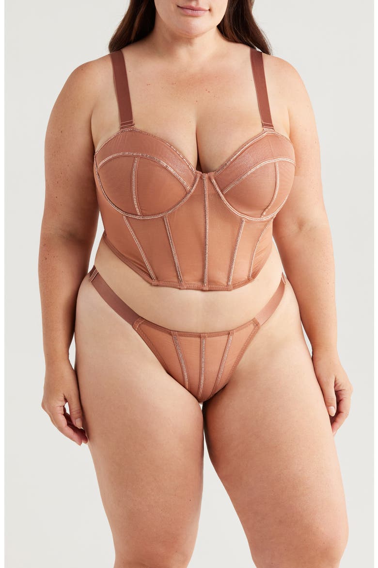 Bustier & Thong Set, Main, color, BRONZE
