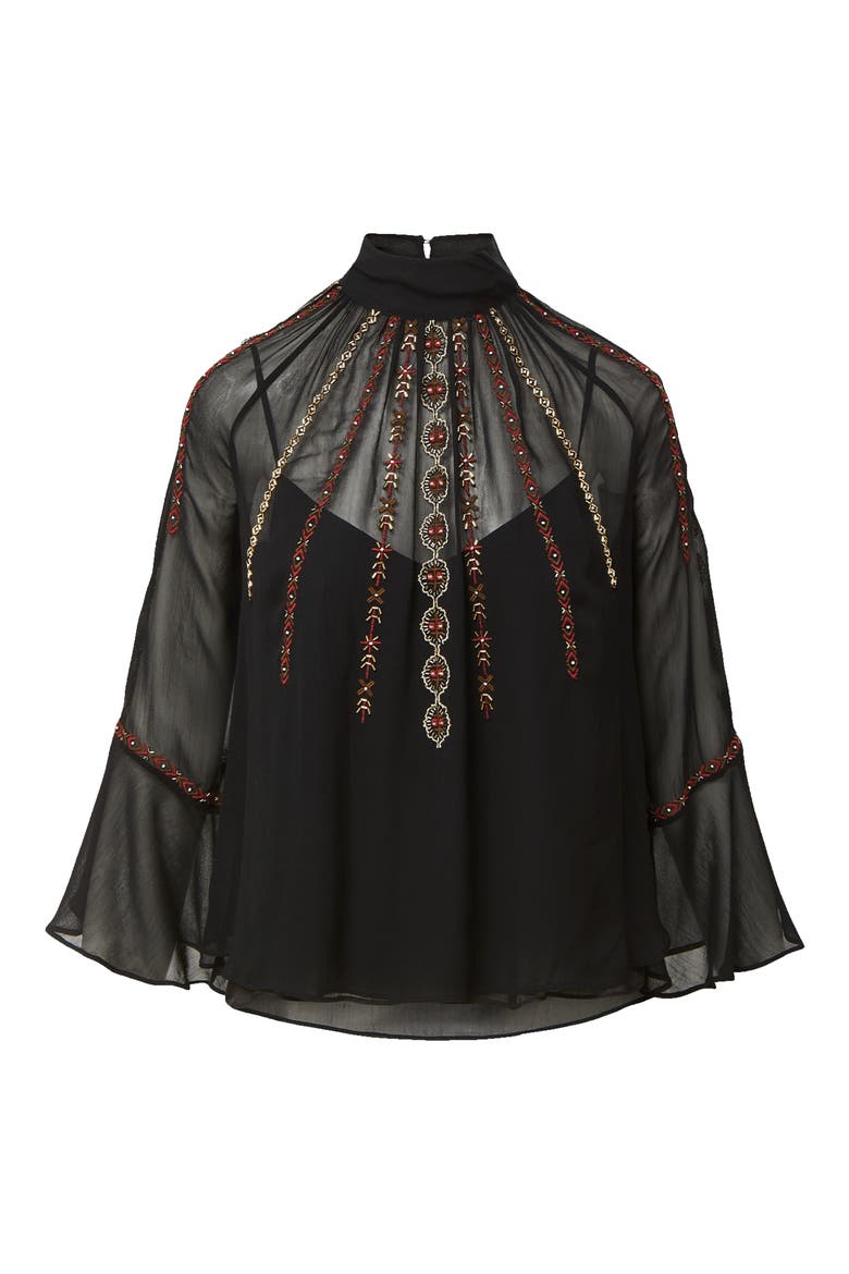 Tairis Embroidered Top, Alternate, color, BLACK