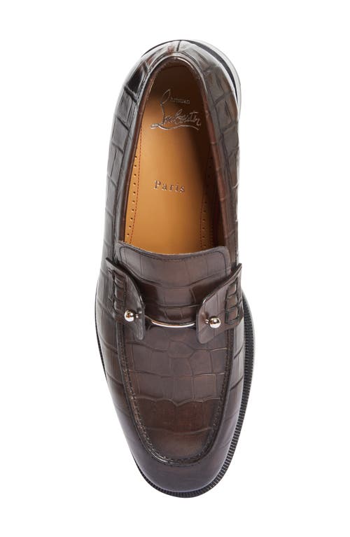 Christian Louboutin Chambelimoc Croc Embossed Loafer In Brown