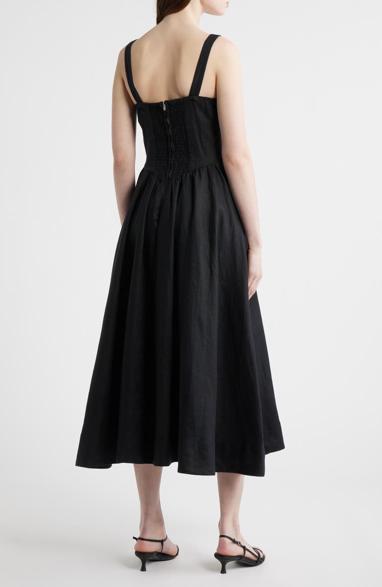 Reformation Balia Linen Sundress, Alternate, color, Black